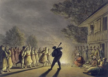Der Tanz der bulgarischen Bauern, veröffentlicht von William Watts, 1806